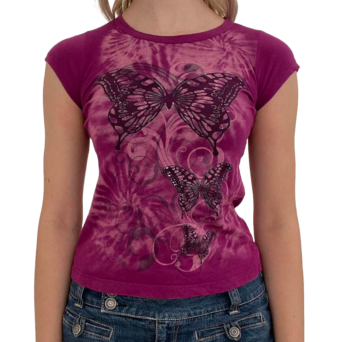 Women’s Basics Rero Casual Short Sleeve T-shirt Vintage Printing Round