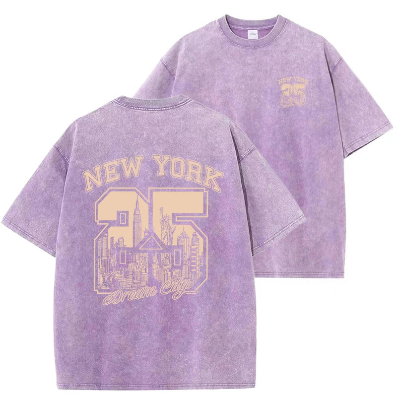 New York City Funny Print  Vintage Washed Cotton