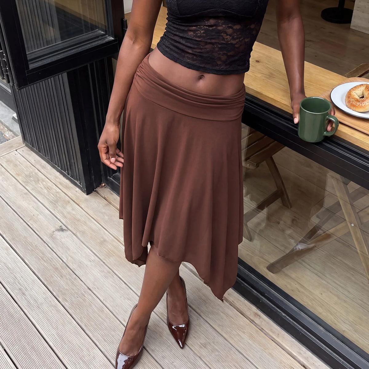 2027 Early Autumn Women's Sexy Low-Rise Casual Asymmetrical Hem Midi