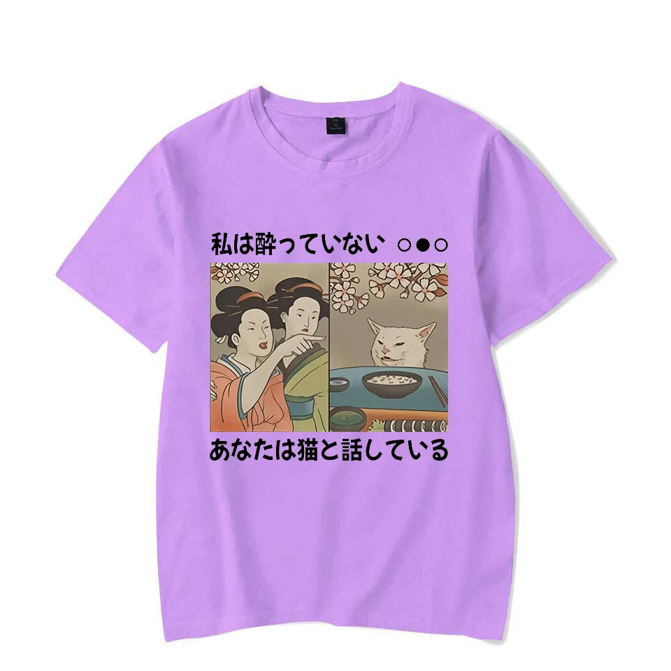 Cartoon Cat T-shirt T-shirt Harajuku Y2K