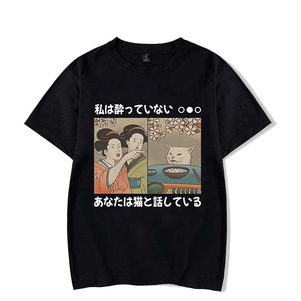 Cartoon Cat T-shirt T-shirt Harajuku Y2K