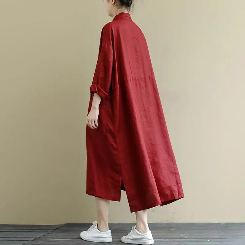 Large Skirt Cotton and Linen Long Dresses