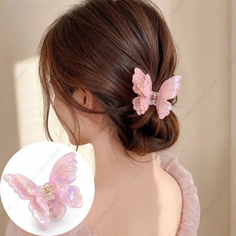 Fashion Sweet Colorful Butterfly Hair Claw Acetate Butterfly Crab Hair