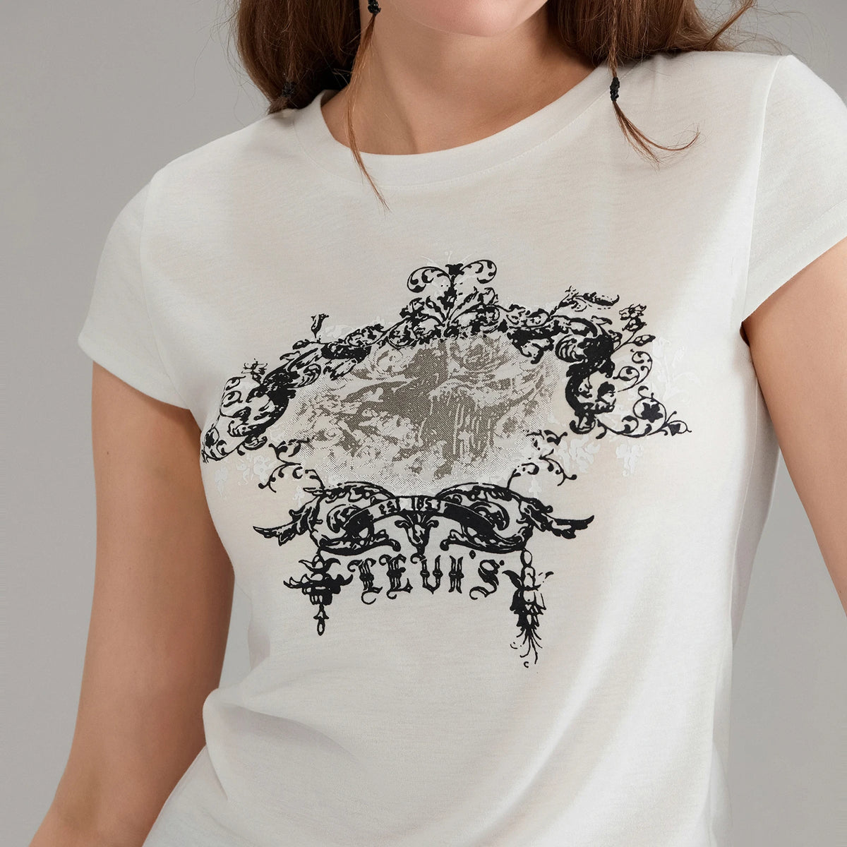 Women’s Basics Rero Casual Short Sleeve T-shirt Vintage Printing Round