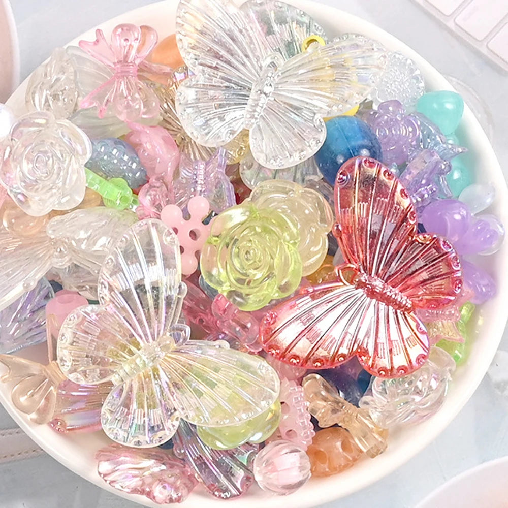 10/30/50g Acrylic Butterfly Flatback Resin Flowers Charms for Craft