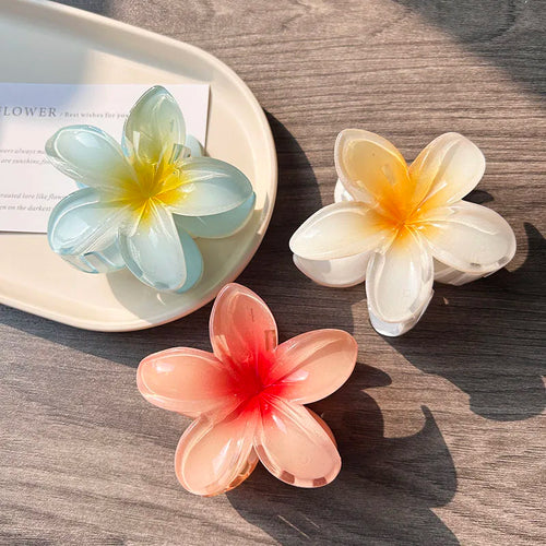 3pcs Boho Gradient Large Flower Acrylic Hair Clip For Women Sweet Hair