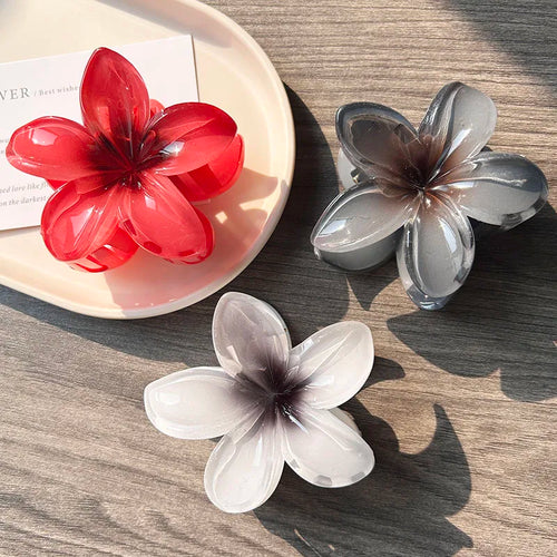3pcs Boho Gradient Large Flower Acrylic Hair Clip For Women Sweet Hair