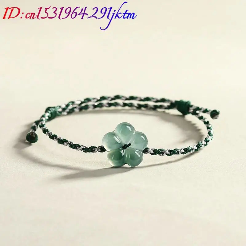 Burmese Jadeite Flower Bracelet Natural Jade Charm Fashion Accessories