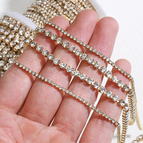 1Meter Stainless Steel Crystal Rhinestone Chain Sew-On Glue-On Trim