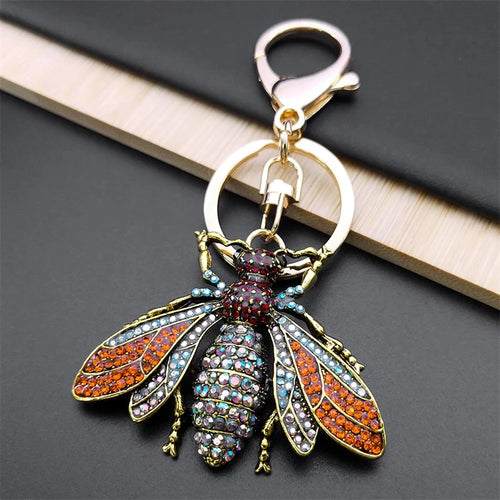 Cute Sweet Colorful Full Crystal Big Bear Key Chain Alloy Rhinestone