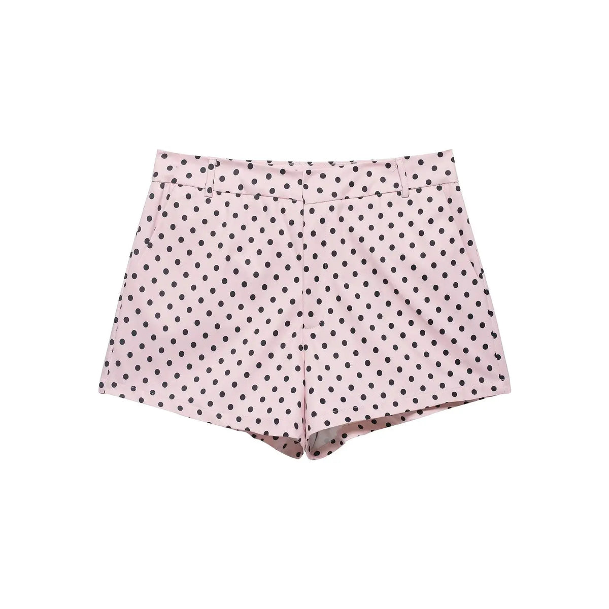Polka Dot Print Short Long Sleeves Turtleneck Zipper With Pockets Drawstring