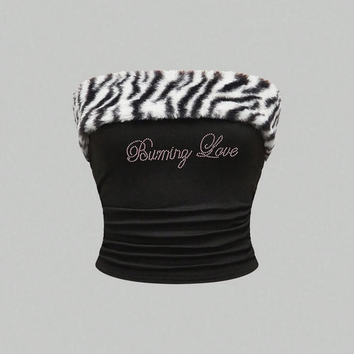 New rhinestone leopard print crop top slim fit sexy hot girl y2k