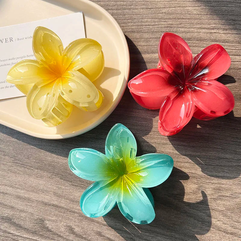 3pcs Boho Gradient Large Flower Acrylic Hair Clip For Women Sweet Hair