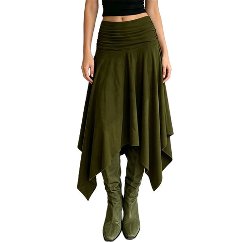 2027 Early Autumn Women's Sexy Low-Rise Casual Asymmetrical Hem Midi