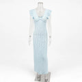 Tossy Ruffled Hollow Out Knit Long Dress
