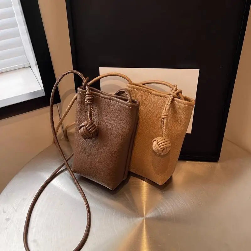 Mini Crossbody Mobile Phone Bag for Women Artistic Round Ball Design