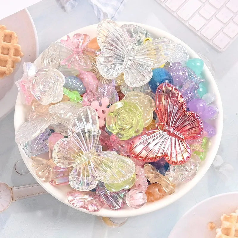 10/30/50g Acrylic Butterfly Flatback Resin Flowers Charms for Craft