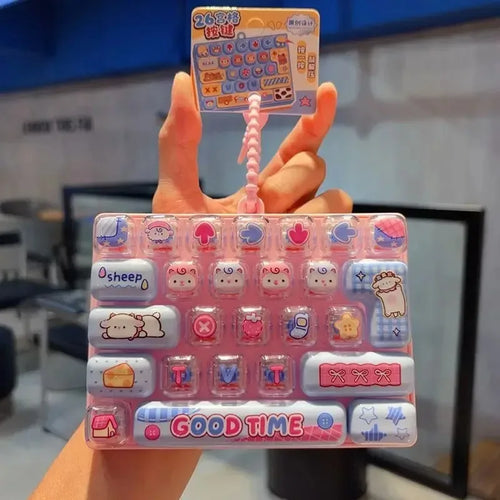 In Stock ///26Grid Keycap Clicker Anti Stress Fidget Keyboard Keychain