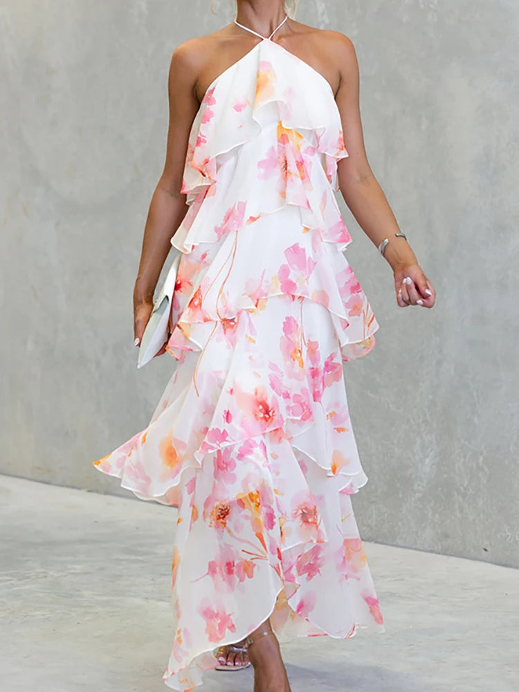 Chic Party Dress, 2026 Halter Lace-Up Ladies Dress Vestidos
