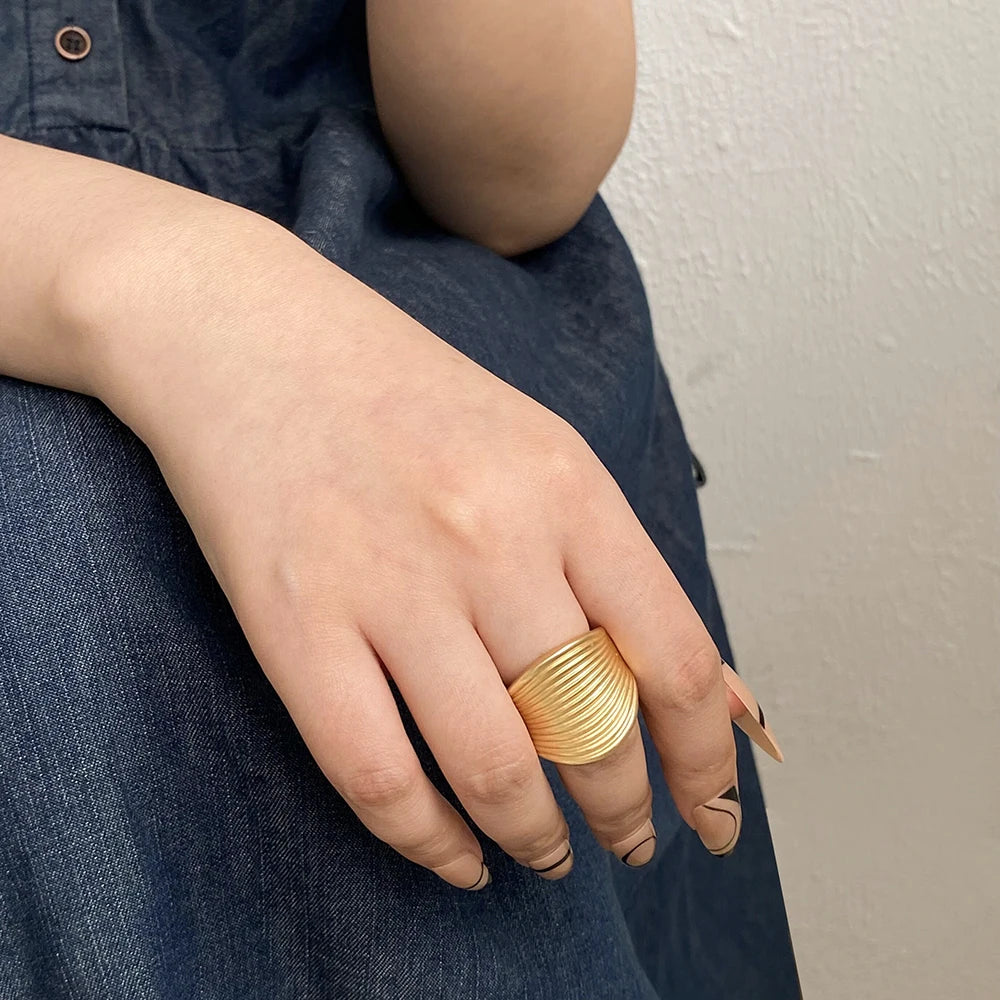 Flashbuy Chunky Gold Color Metal Geometric Rings for Women Statement