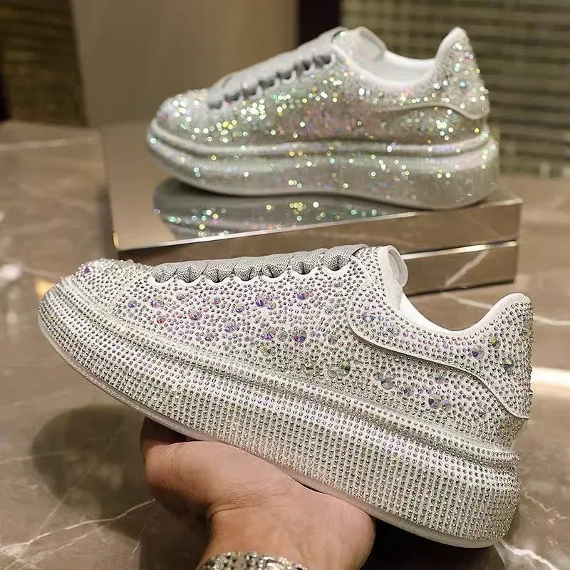 Glitter Designer Platform Sneakers Women Shallow Comfy Casual Shoes