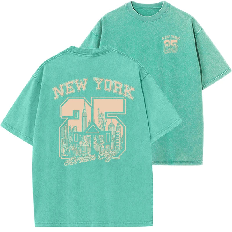 New York City Funny Print  Vintage Washed Cotton