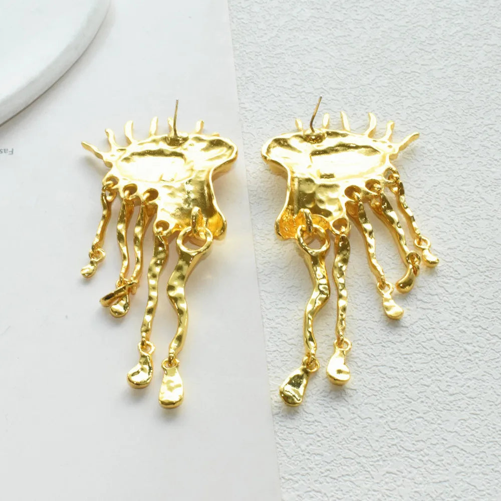 High Quality Metal Golden Earrings Exaggerated Lady Ears' Accessories