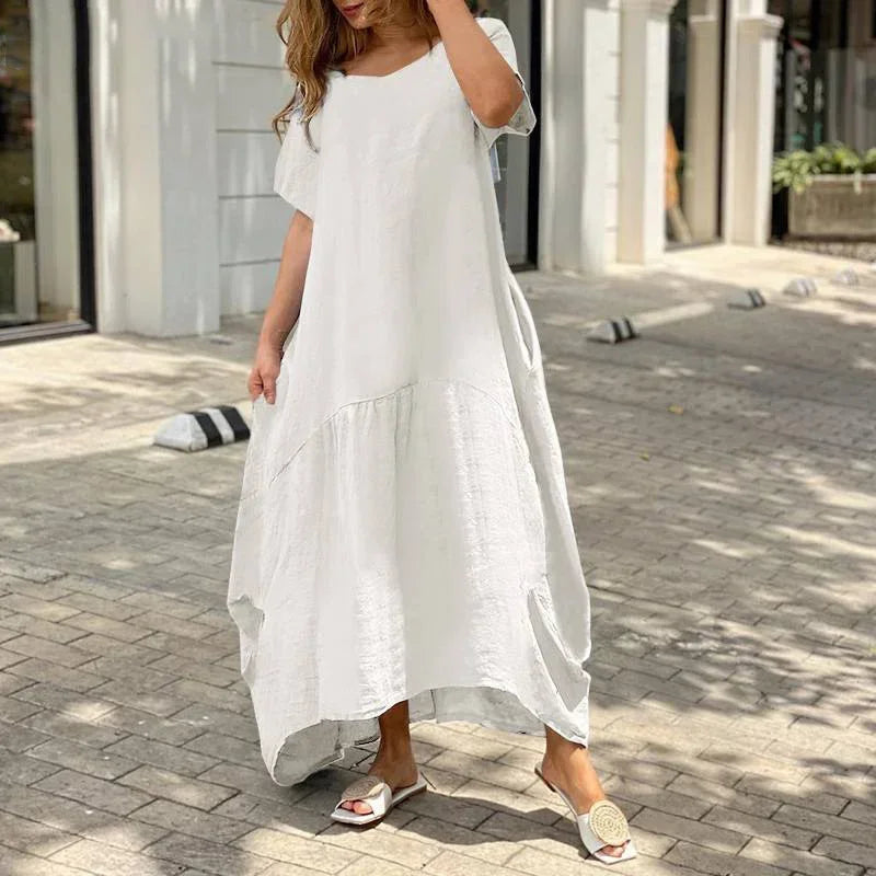 Casual Dresses Side Double Pockets Gown