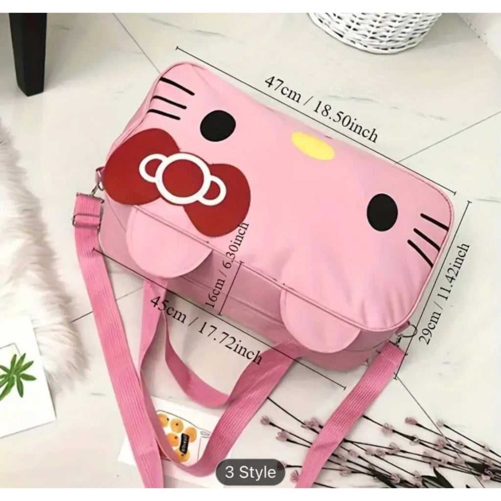 Hello Kitty Foldable Travel Duffle Bag Lightweight Large Capacity