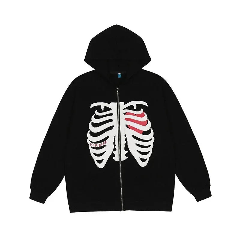 Butterfly Print Oversize Zip Streetwear