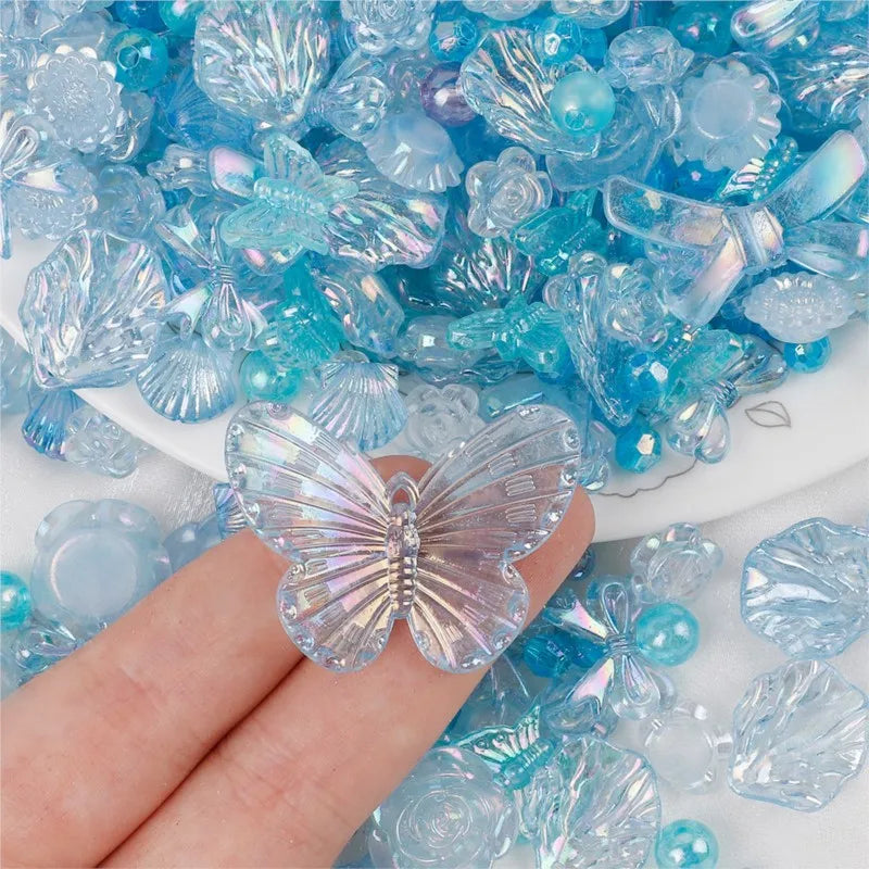 10/30/50g Acrylic Butterfly Flatback Resin Flowers Charms for Craft