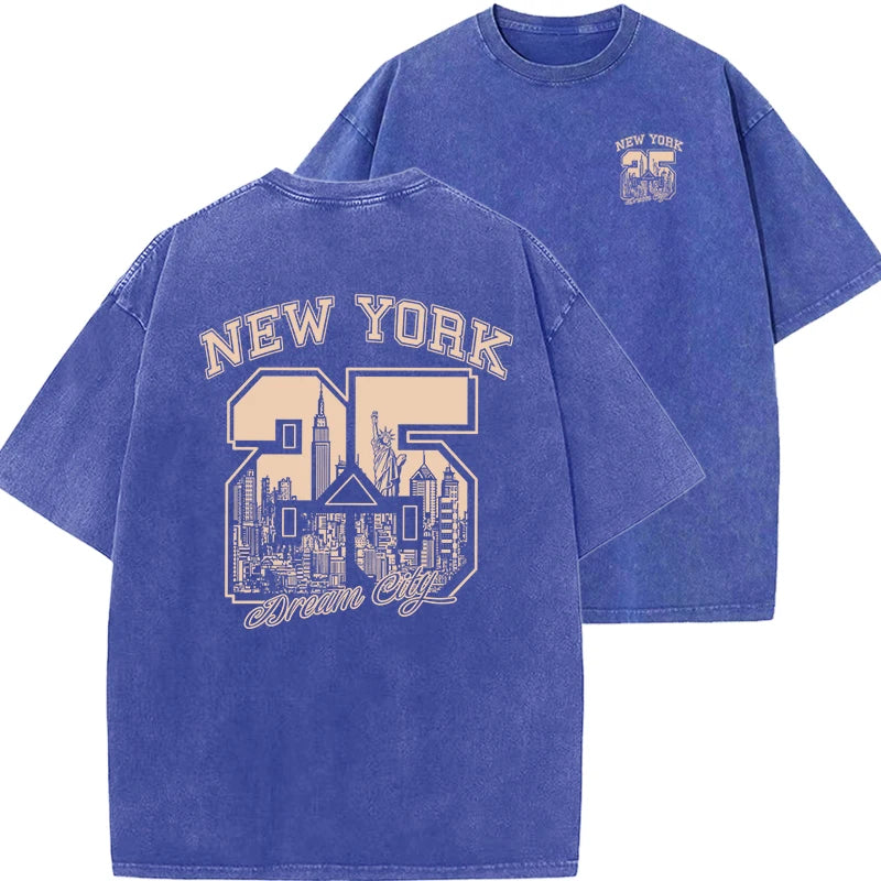 New York City Funny Print  Vintage Washed Cotton