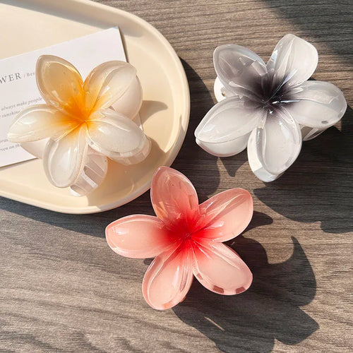3pcs Boho Gradient Large Flower Acrylic Hair Clip For Women Sweet Hair