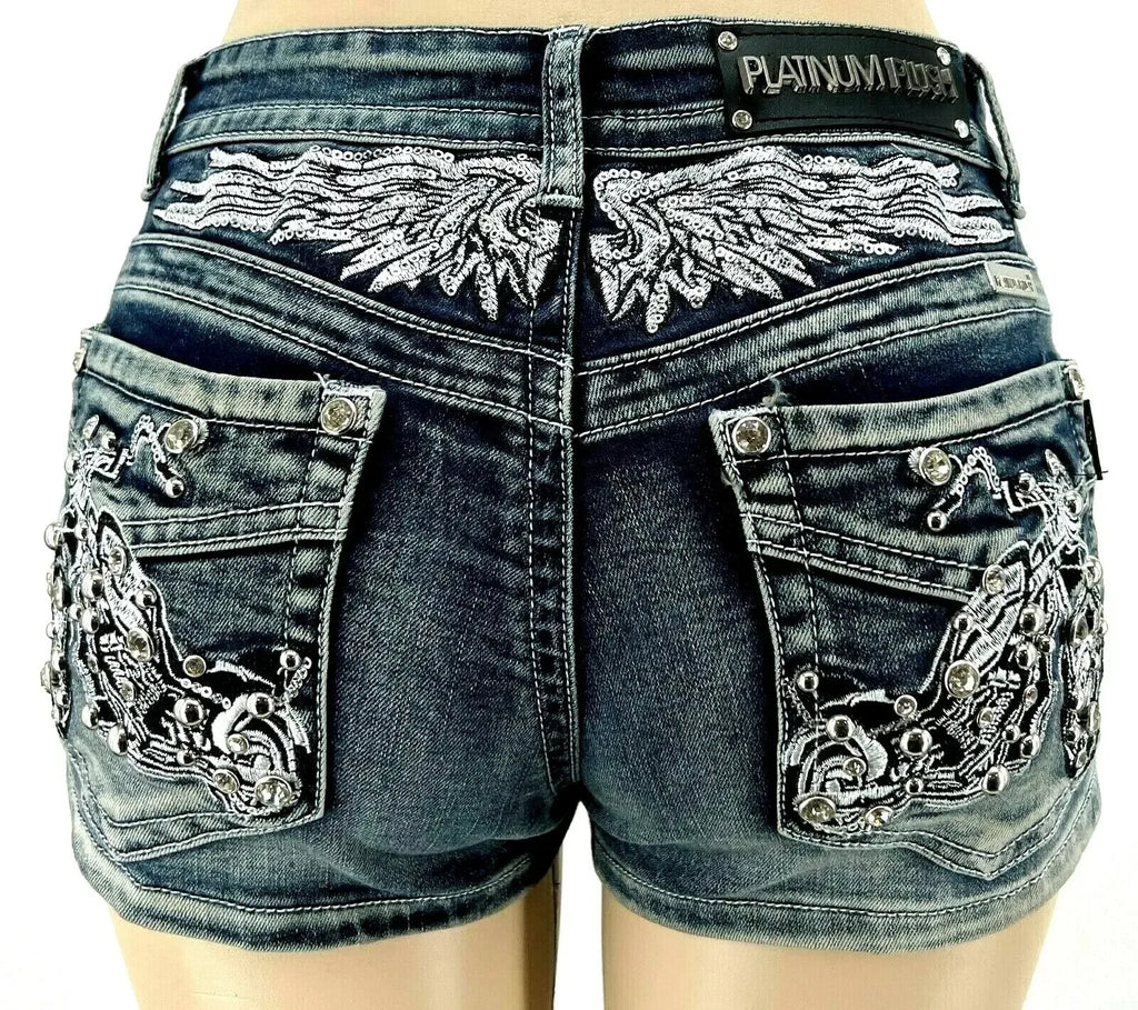 Rider Motorcycle Wing Rivet Embroidery Shorts Women Y2k Vintage Gothic