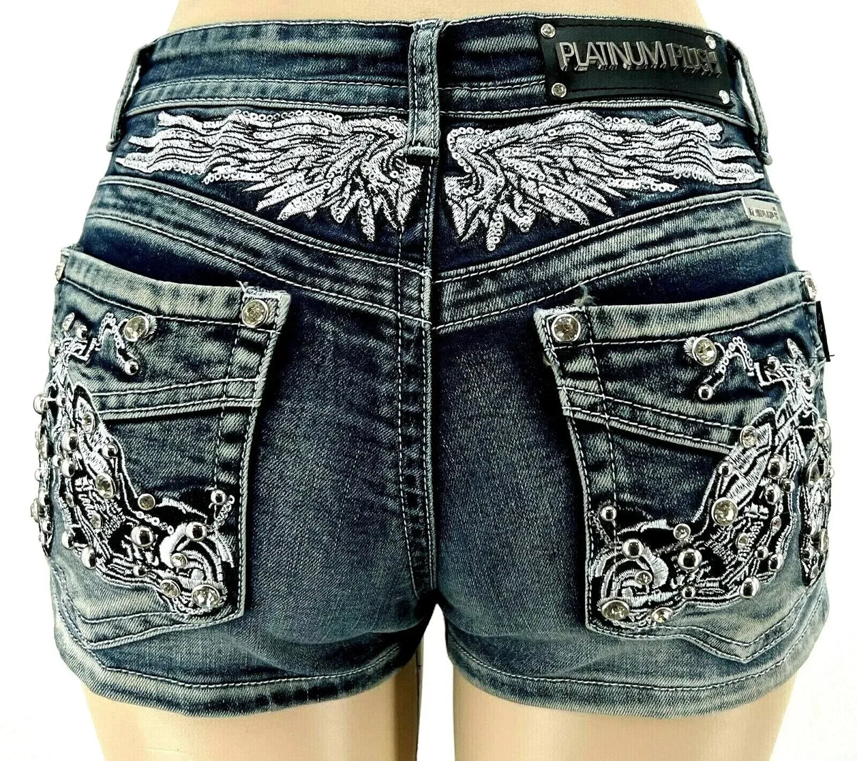 Rider Motorcycle Wing Rivet Embroidery Shorts Women Y2k Vintage Gothic