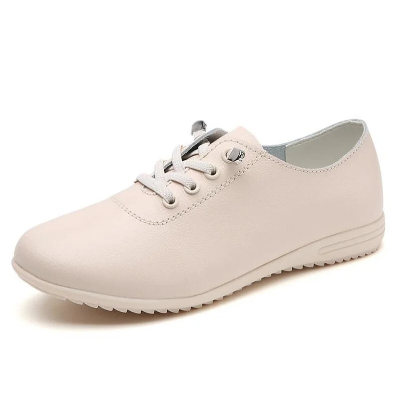 Female Ladies Women's Genuine Leather Flats Shoes Loafers Soft