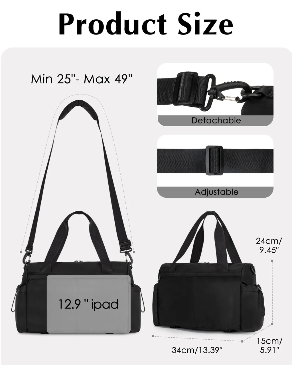 Small Gym Bag for Women with Yoga Mat Holder, Mini Duffle Bag for
