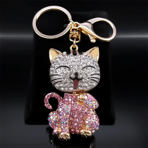 Cute Sweet Colorful Full Crystal Big Bear Key Chain Alloy Rhinestone