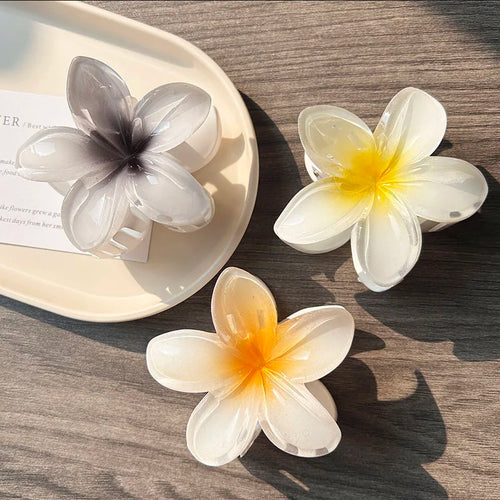 3pcs Boho Gradient Large Flower Acrylic Hair Clip For Women Sweet Hair