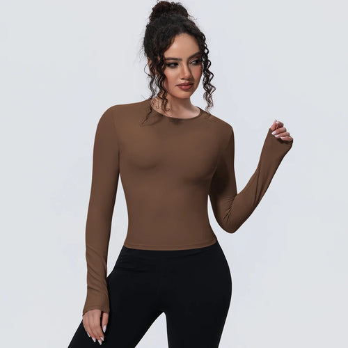 Woman's Yoga Long Sleeved Gym Sports Running Top Slim Breathable Soild