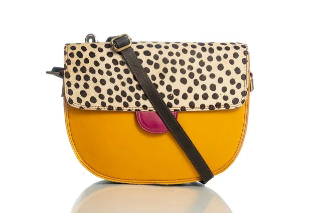 Classic Sling Bag Leather Half Flap Animal Printed Multi Color Satchel Purse Flap